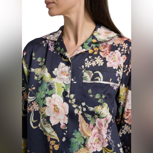 Papinelle Navy Floral Pajama Top with Pink and Yellow Accents - Picture 10 of 10